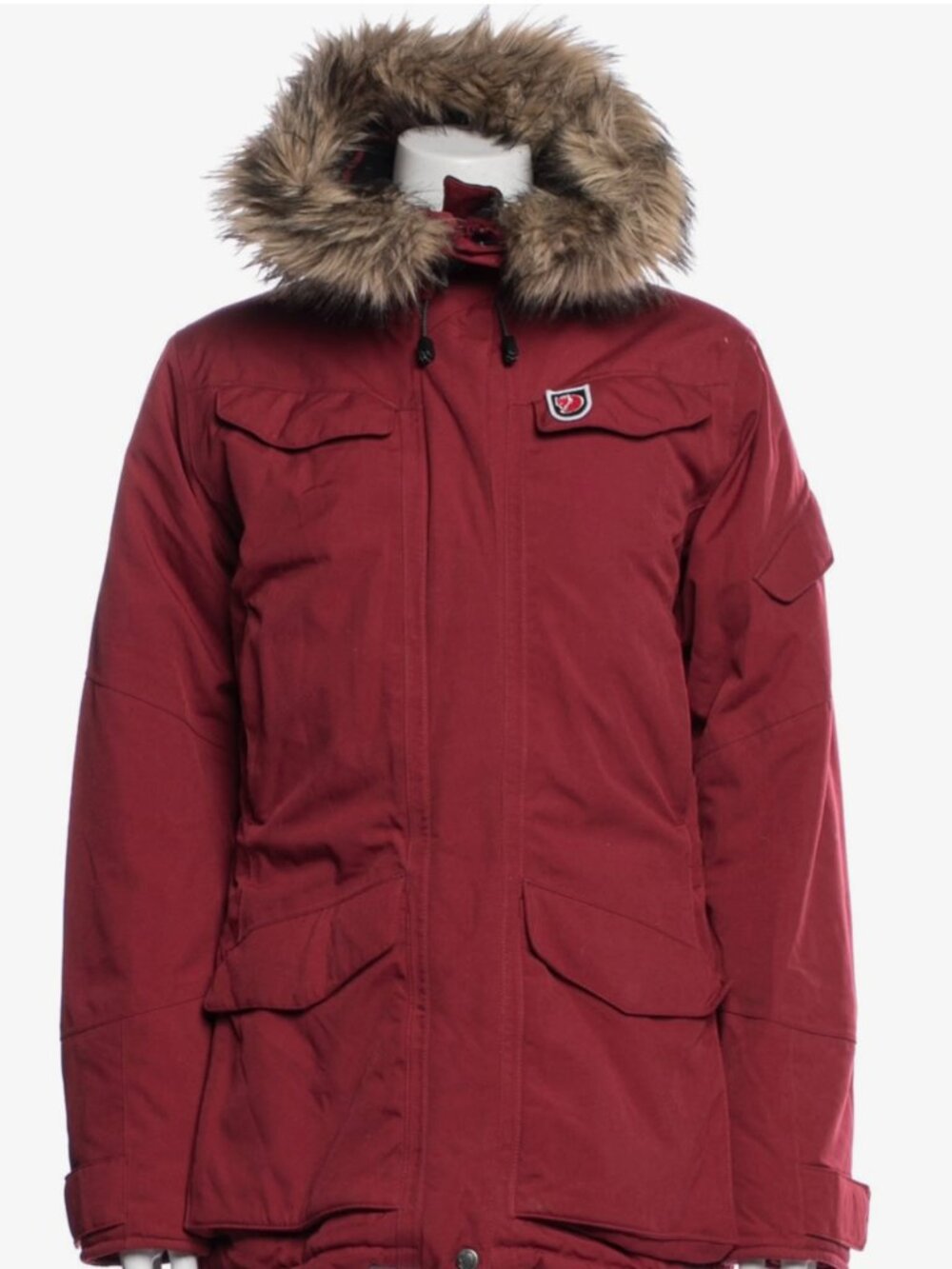 Fjallraven Nuuk Yupik Parka XXS Red Oak Fur Hood Winter Coat